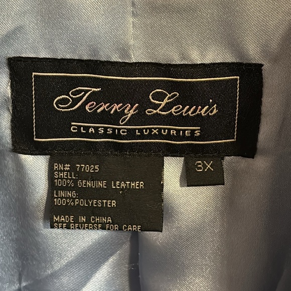 Vintage Terry Lewis Leather Blazer Size 3X Baby Blue - Picture 2 of 4